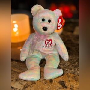 🎉 TY Beanie Baby Celebrate 15th Anniversary Pastel Bear w/ Tag 2001